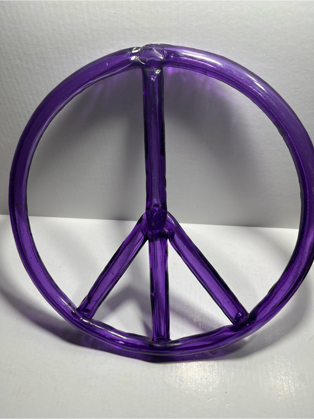 Vintage 1960s/1970s Translucent Purple Lucite Acrylic Peace Sign Wall Decor